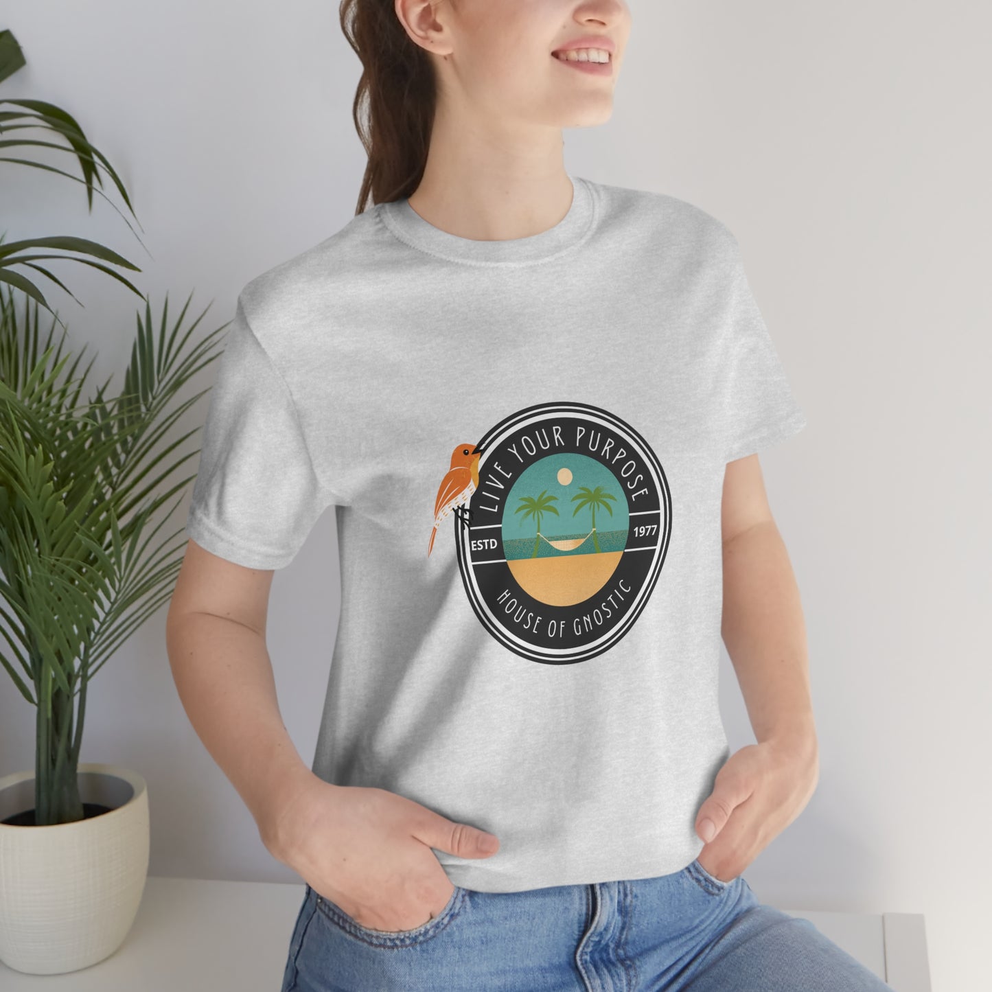 Live Your Purpose Bird Beach Graphic Statement Crewneck House of Gnosic T Shirt Statement Tees