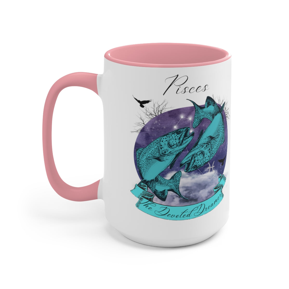 Pisces Zodiac The Devoted Dreamer Two-Tone Coffee Mugs, 15oz | Zodiac Gift Mugs