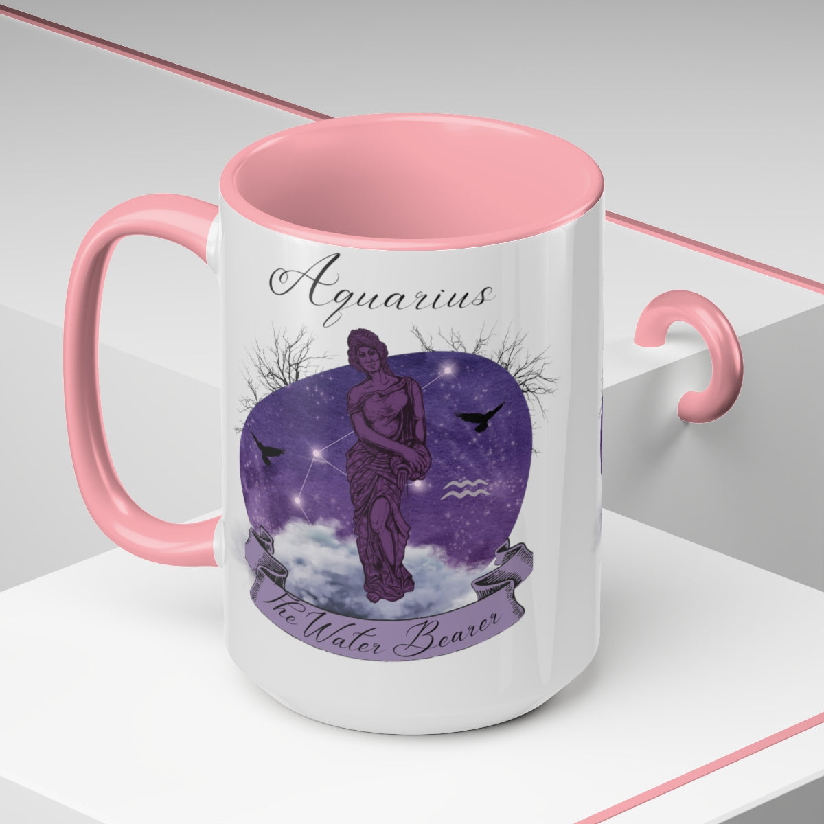 Aquarius Zodiac The Water Bearer Two-Tone Coffee Mugs, 15oz