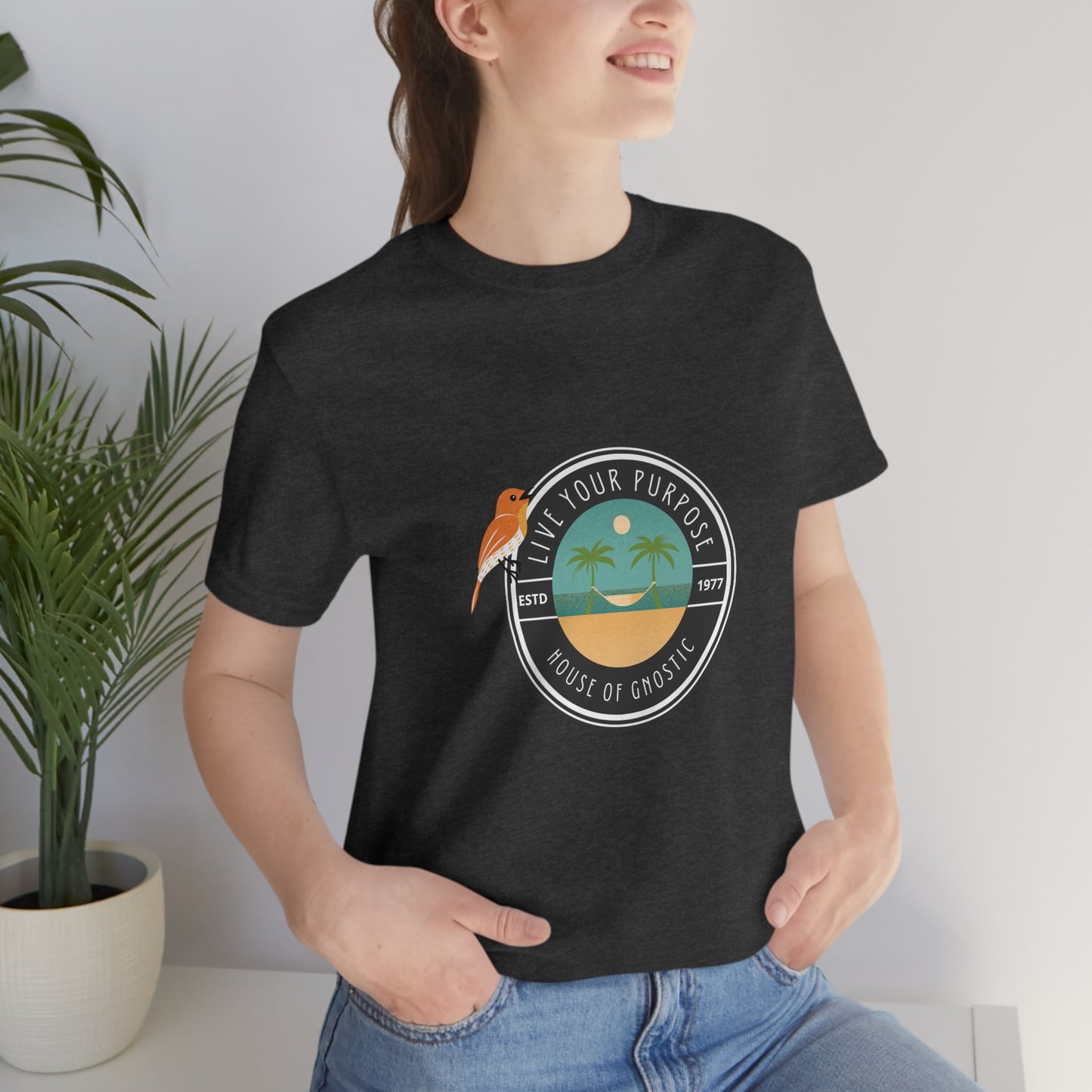 Live Your Purpose Bird Beach Graphic Statement Crewneck House of Gnosic T Shirt Statement Tees