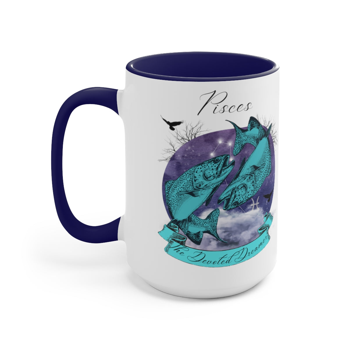 Pisces Zodiac The Devoted Dreamer Two-Tone Coffee Mugs, 15oz | Zodiac Gift Mugs