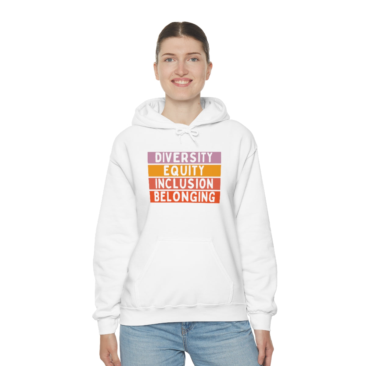 Womens Diversity Sweatshirt, Equity Inclusion White Graphic Hooded Sweatshirt, Belonging Hoodies, Equality Equity Matters