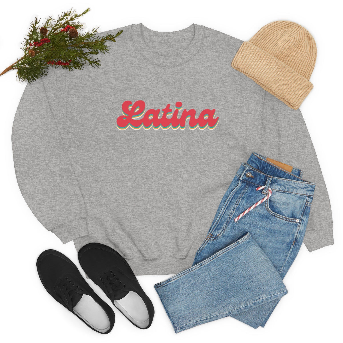 Latina Retro Crewneck Sweatshirt, Latina Shirts, Latina Sweatshirts, Hispanic Women, Latina Women, Snazzy Latina Top