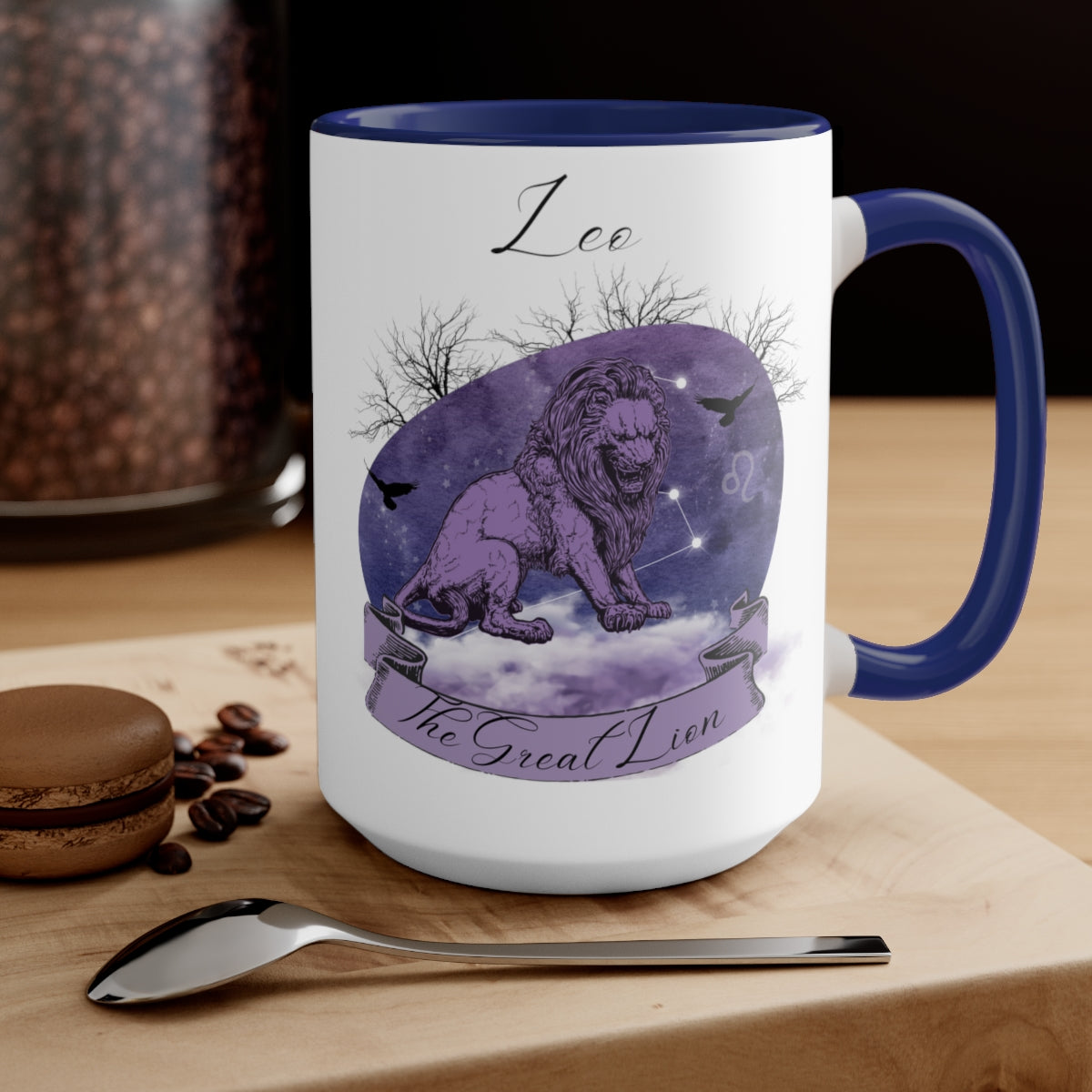 Leo Zodiac The Great Lion Two-Tone Coffee Mugs, 15oz