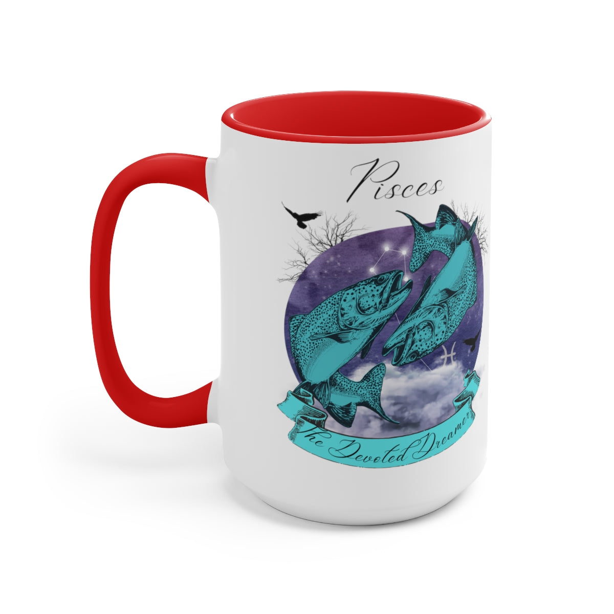 Pisces Zodiac The Devoted Dreamer Two-Tone Coffee Mugs, 15oz | Zodiac Gift Mugs