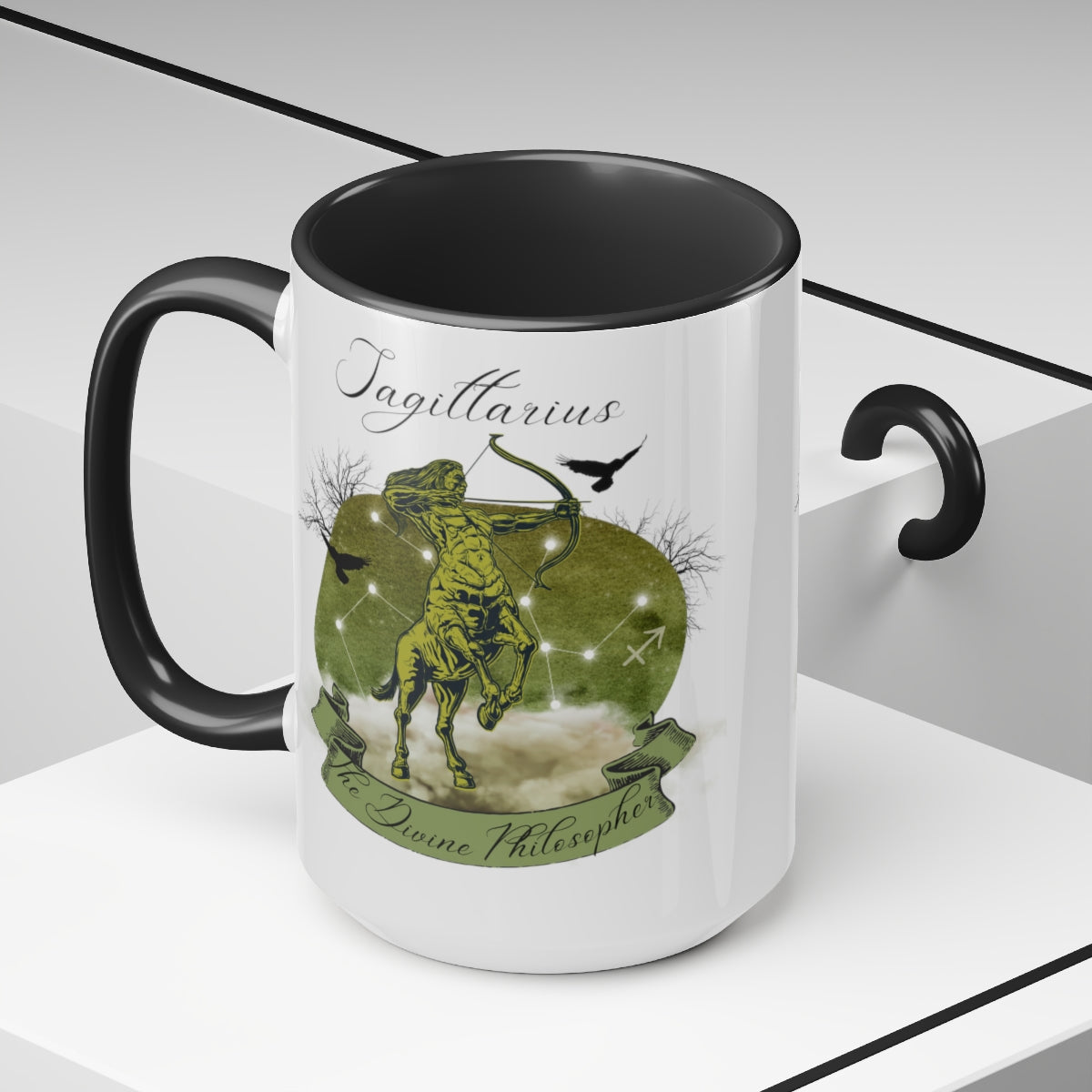 Sagittarius Zodiac Sign Two-Tone Coffee Mugs, 15oz