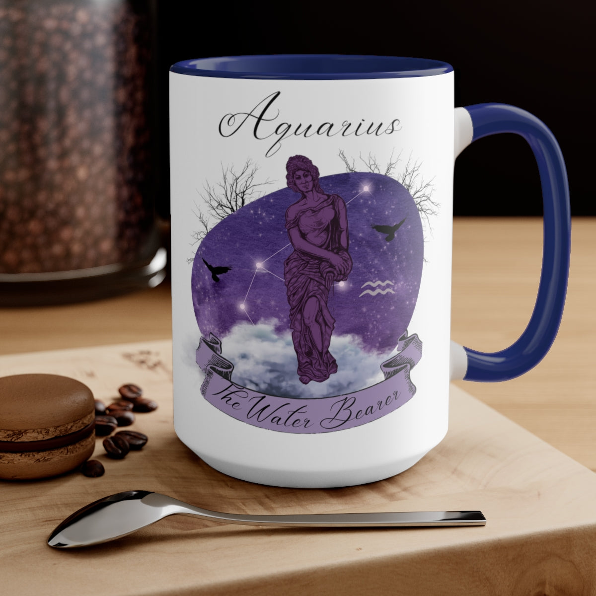 Aquarius Zodiac The Water Bearer Two-Tone Coffee Mugs, 15oz