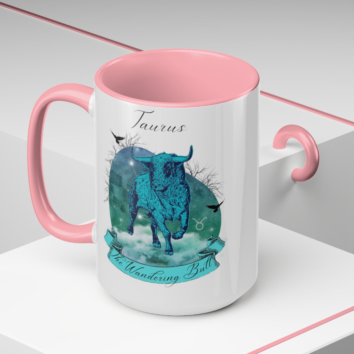Taurus Zodiac The Wandering Bull Two-Tone Coffee Mugs, 15oz