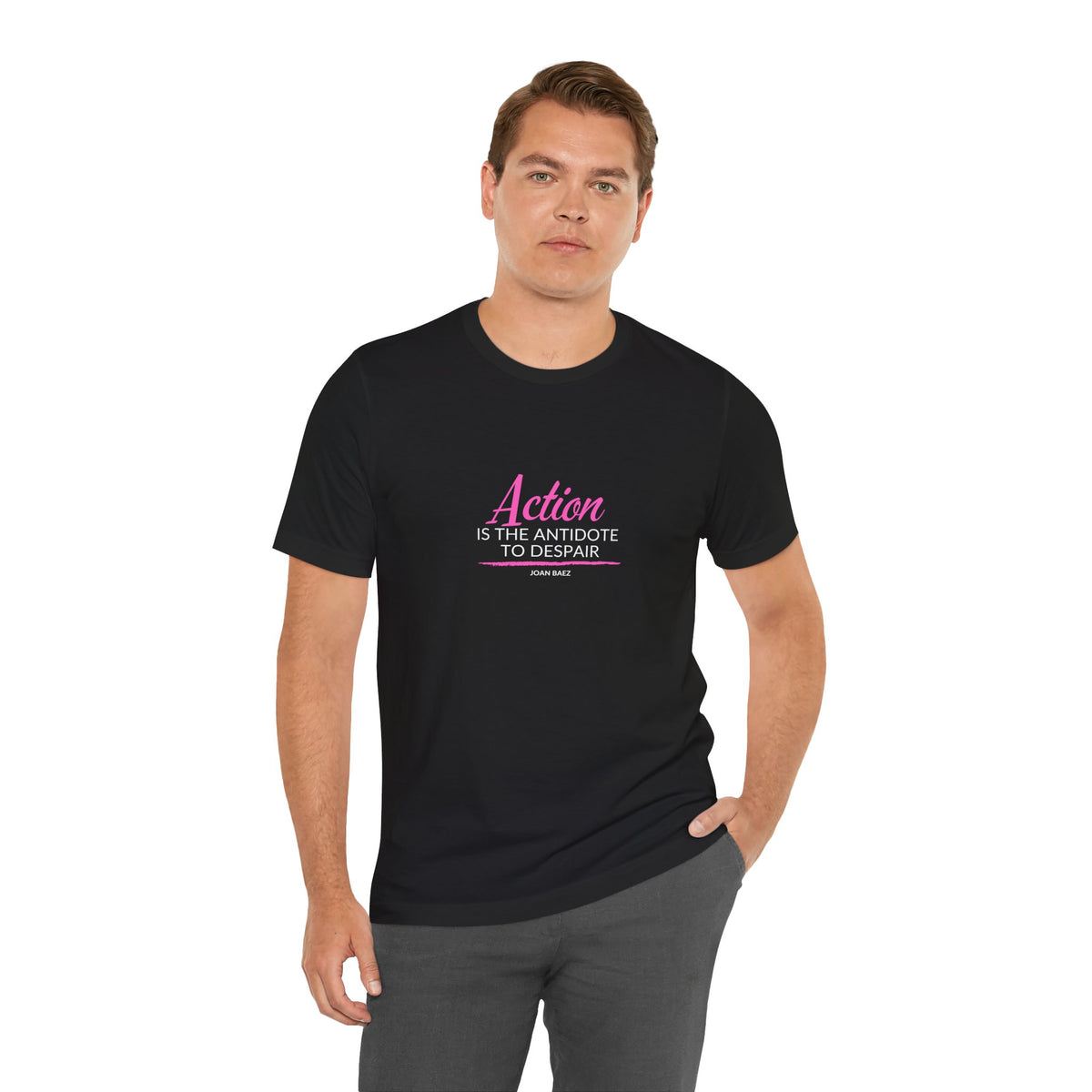 Action is the Antidote to Despair — Joan Baez Vintage Logo T‑Shirt
