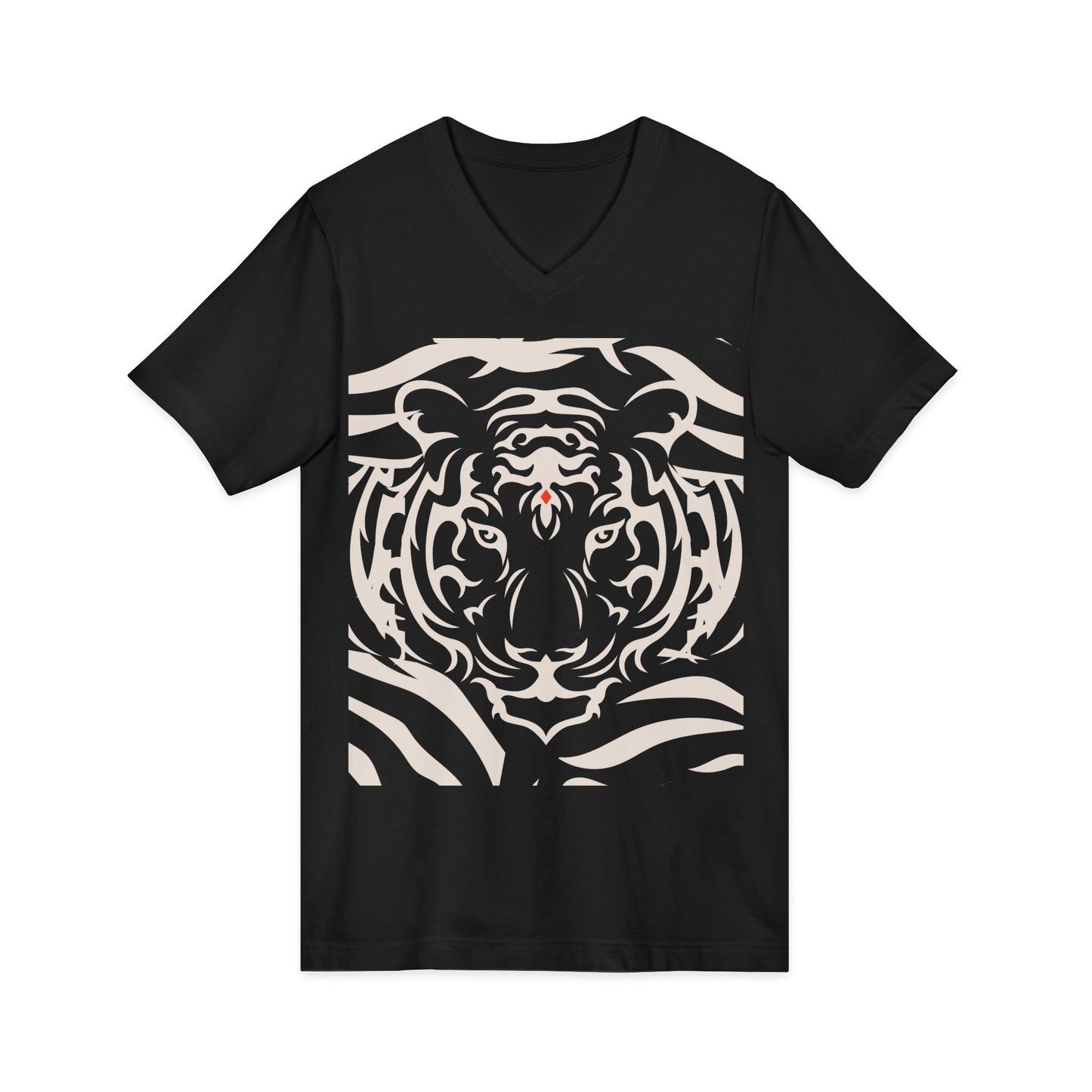 Tiger Face V-Neck Tee — Bold Tribal Tiger Graphic T-Shirt