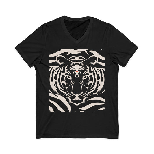 Tiger Face V-Neck Tee — Bold Tribal Tiger Graphic T-Shirt