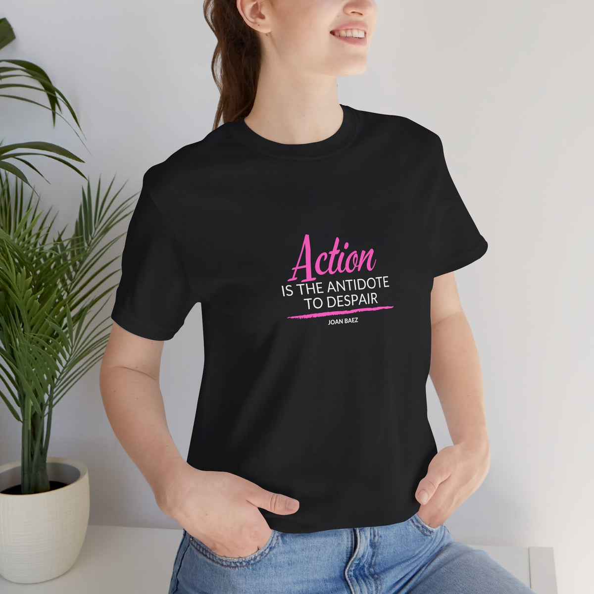 Action is the Antidote to Despair — Joan Baez Vintage Logo T‑Shirt
