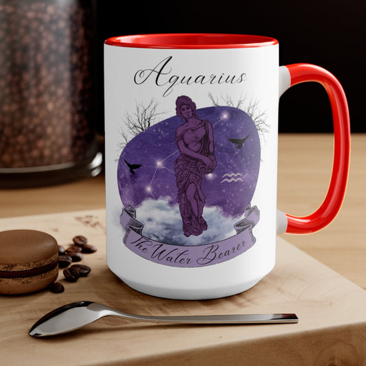 Aquarius Zodiac The Water Bearer Two-Tone Coffee Mugs, 15oz