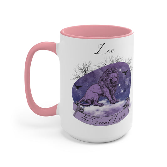 Leo Zodiac The Great Lion Two-Tone Coffee Mugs, 15oz
