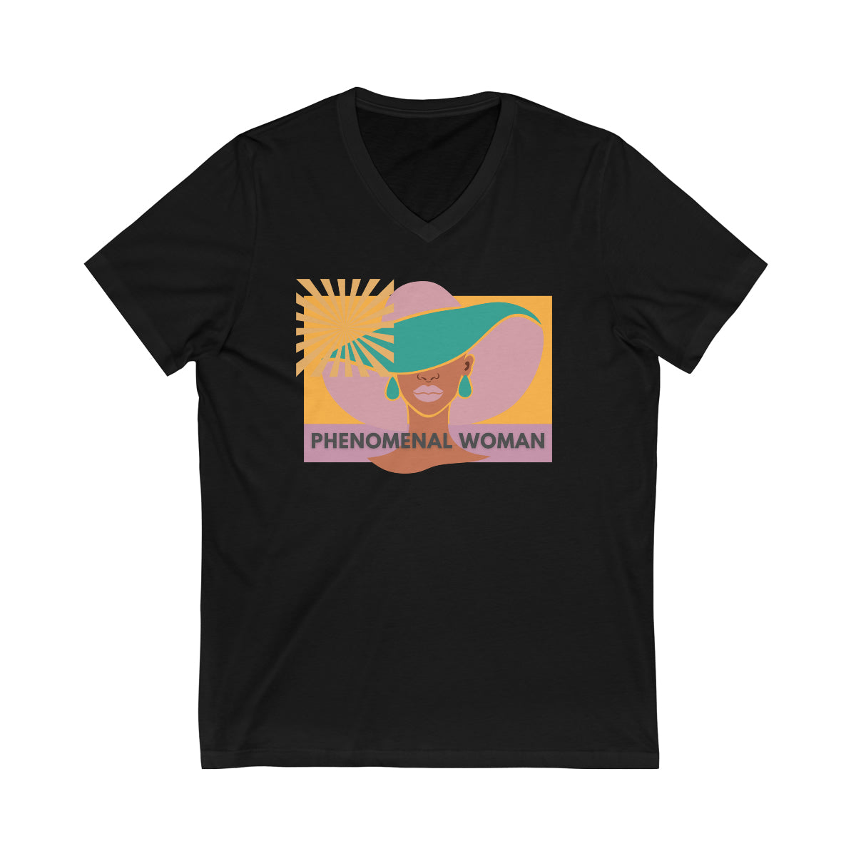 Phenomenal Woman Statement V Neck T Shirt | Graphic Phenomenal Woman Jersey Short Sleeve V-Neck Tee