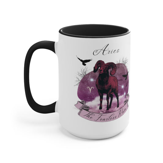 Aries Zodiac Two-Tone Coffee Mugs, 15oz