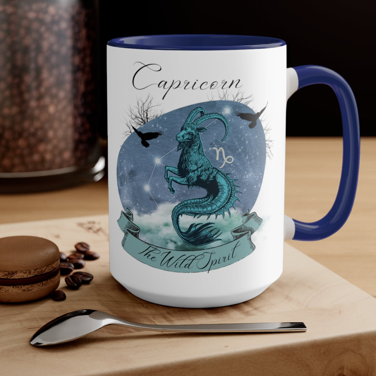 Capricorn Zodiac The Wild Spirit Two-Tone Coffee Mugs, 15oz