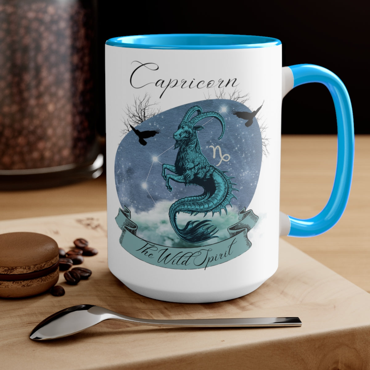 Capricorn Zodiac The Wild Spirit Two-Tone Coffee Mugs, 15oz