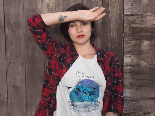 Cancer The Spirited Crab Astrology T Shirt | Unisex Jersey Short Sleeve Tee