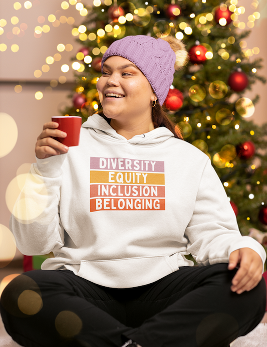 Womens Diversity Sweatshirt, Equity Inclusion White Graphic Hooded Sweatshirt, Belonging Hoodies, Equality Equity Matters