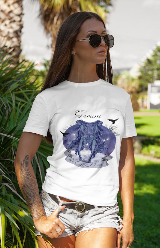 Gemini The Celestial Twins Zodiac Sign Astrology T Shirt | Unisex Jersey Short Sleeve Tee
