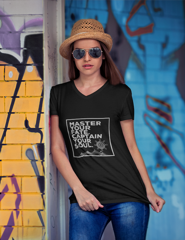 Master Your Fate Statement Tees, Captain Your Soul T shirts, Men and Women's Black Tees, Tops