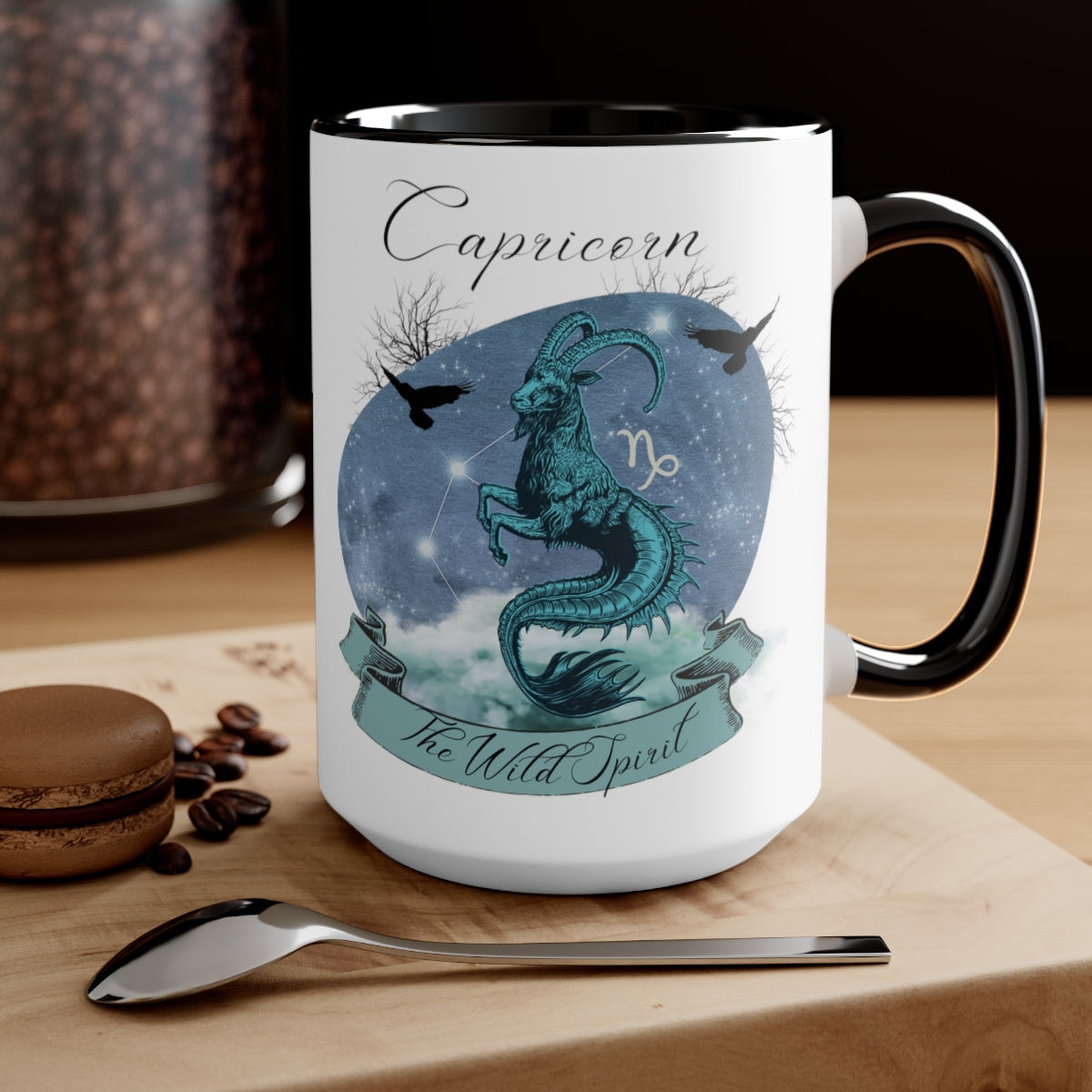 Capricorn Zodiac The Wild Spirit Two-Tone Coffee Mugs, 15oz