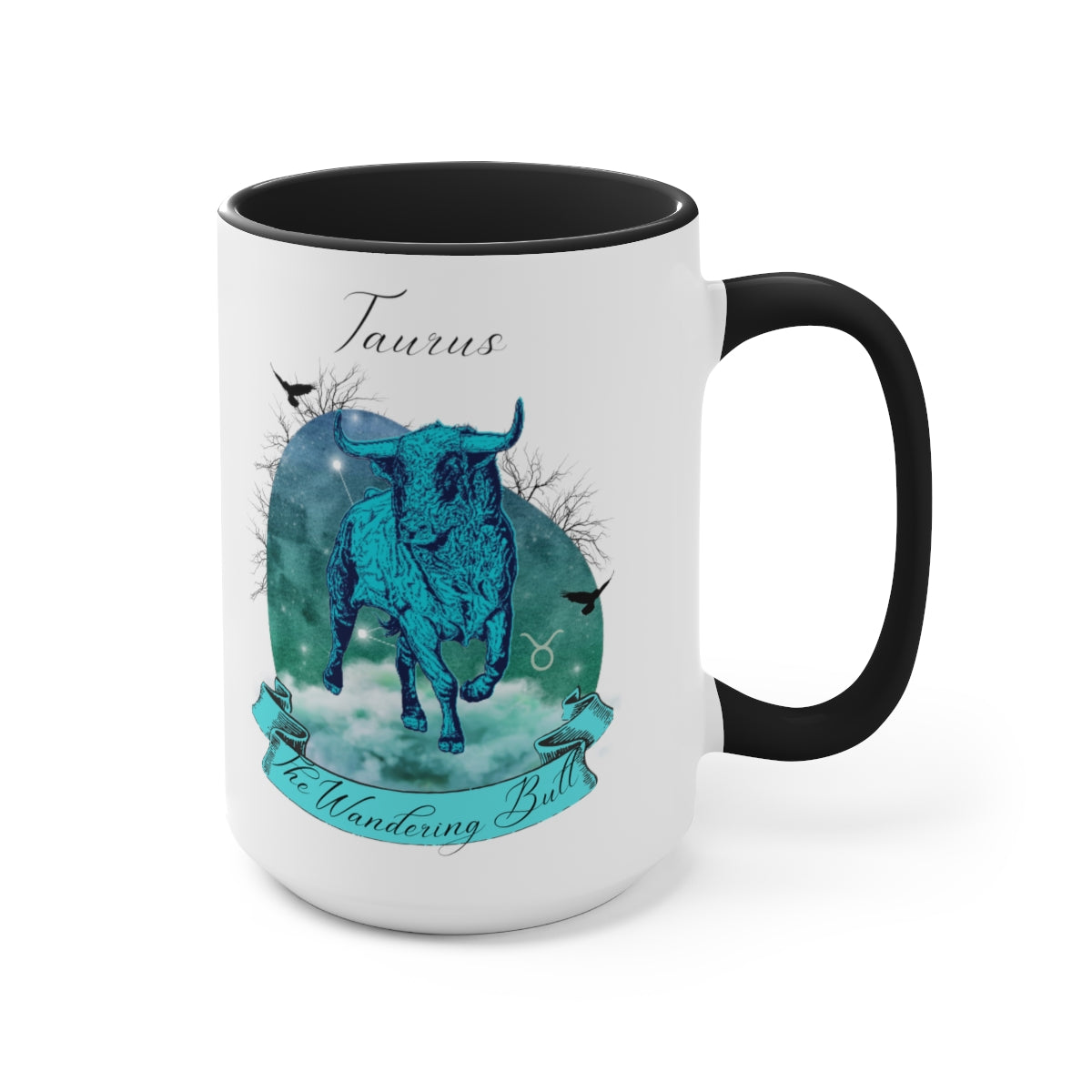Taurus Zodiac The Wandering Bull Two-Tone Coffee Mugs, 15oz