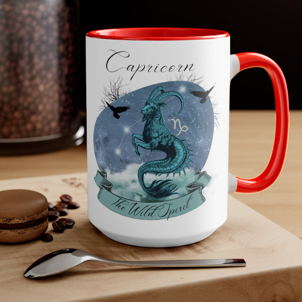 Capricorn Zodiac The Wild Spirit Two-Tone Coffee Mugs, 15oz