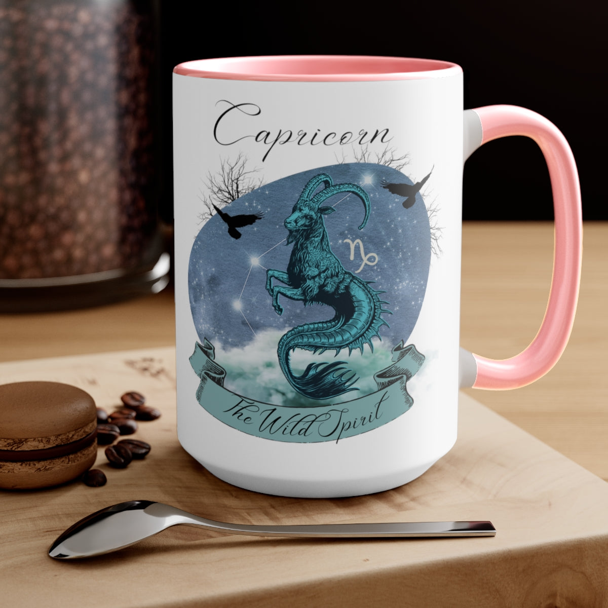 Capricorn Zodiac The Wild Spirit Two-Tone Coffee Mugs, 15oz