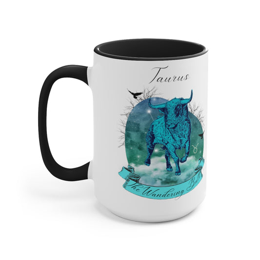 Taurus Zodiac The Wandering Bull Two-Tone Coffee Mugs, 15oz