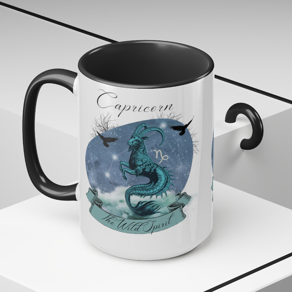 Capricorn Zodiac The Wild Spirit Two-Tone Coffee Mugs, 15oz