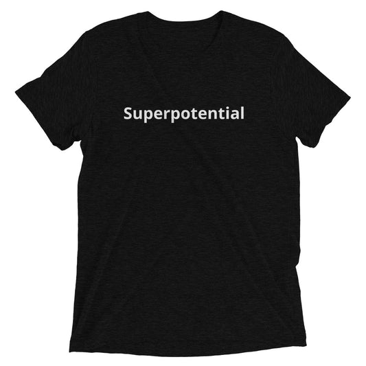 Superpotential Black Shirt White Text Short sleeve t-shirt