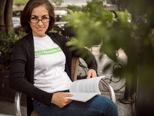 Entrepreneur Business Owner Fitted Women's Tee | White Text Green | The Boyfriend Tee